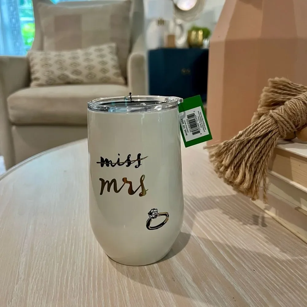 NWT Kate Spade 16oz Stemless Stainless Steel Tumbler with Lid